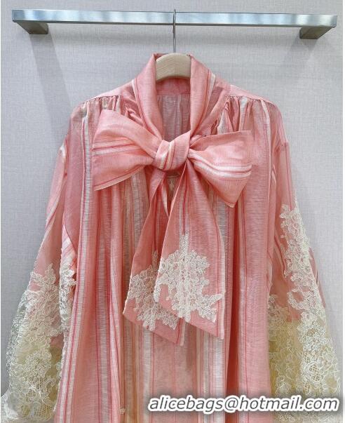 Buy Fashionable Zimmermann Ramie and Lace Dress Z030807 Pink 2024