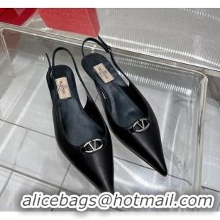 Pretty Style Valentino The Bold Edition VLogo Slingback Pumps 3cm in Calfskin Black 0227054