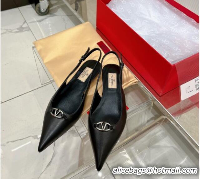 Pretty Style Valentino The Bold Edition VLogo Slingback Pumps 3cm in Calfskin Black 0227054