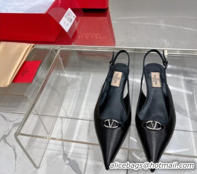 Pretty Style Valentino The Bold Edition VLogo Slingback Pumps 3cm in Calfskin Black 0227054