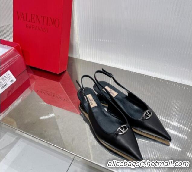 Pretty Style Valentino The Bold Edition VLogo Slingback Pumps 3cm in Calfskin Black 0227054