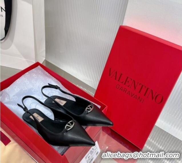 Pretty Style Valentino The Bold Edition VLogo Slingback Pumps 3cm in Calfskin Black 0227054