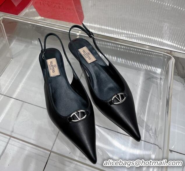 Pretty Style Valentino The Bold Edition VLogo Slingback Pumps 3cm in Calfskin Black 0227054