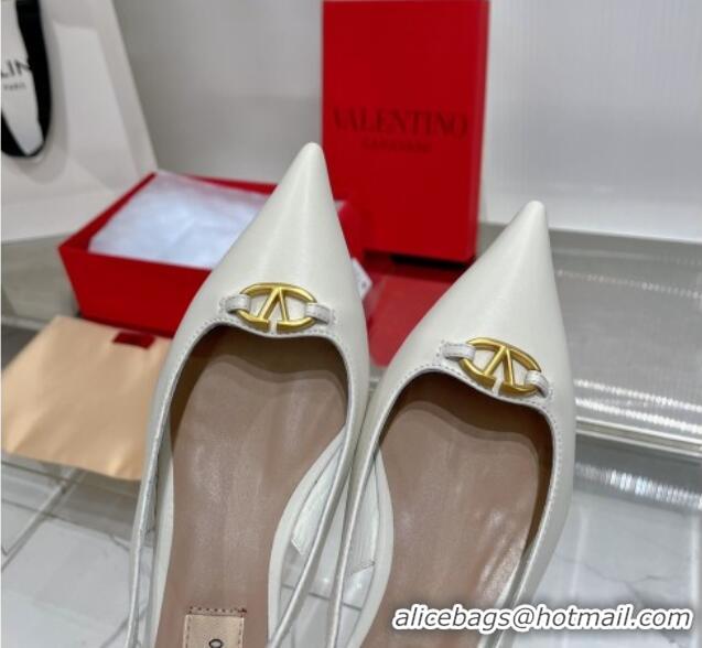 Classic Hot Valentino The Bold Edition VLogo Slingback Pumps 3cm in Calfskin White 0227055