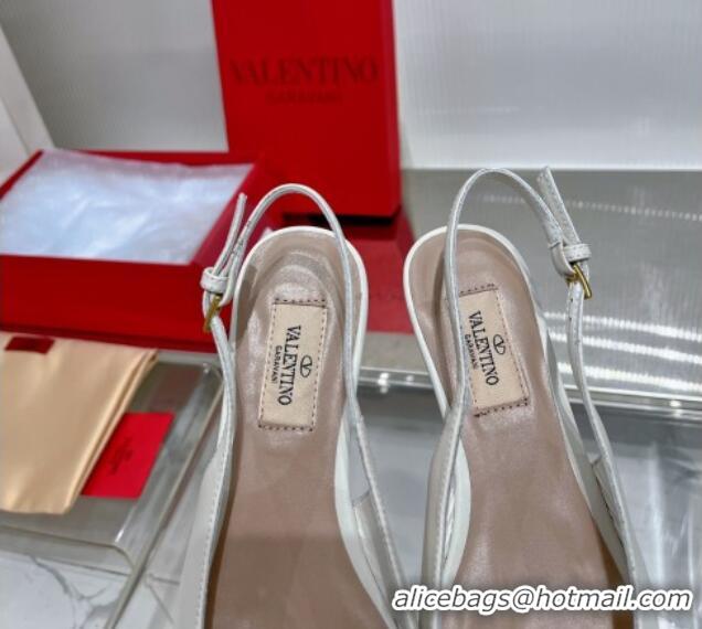 Classic Hot Valentino The Bold Edition VLogo Slingback Pumps 3cm in Calfskin White 0227055