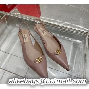 Low Cost Valentino The Bold Edition VLogo Slingback Pumps 3cm in Calfskin Nude 227056