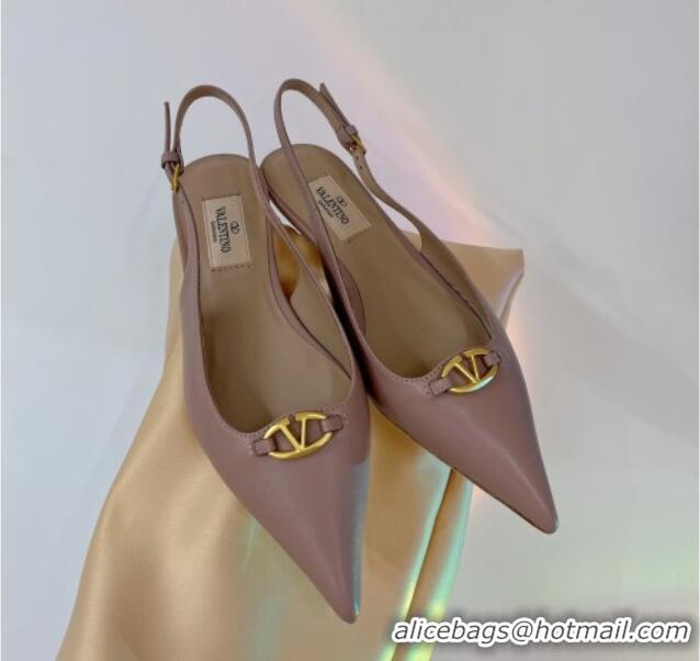 Low Cost Valentino The Bold Edition VLogo Slingback Pumps 3cm in Calfskin Nude 227056