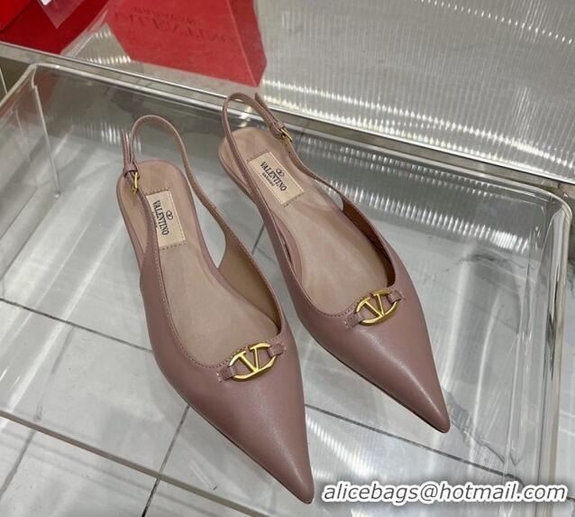 Low Cost Valentino The Bold Edition VLogo Slingback Pumps 3cm in Calfskin Nude 227056