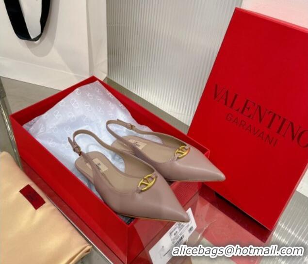 Low Cost Valentino The Bold Edition VLogo Slingback Pumps 3cm in Calfskin Nude 227056