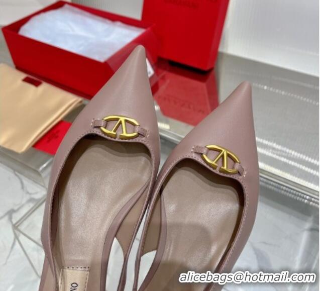 Low Cost Valentino The Bold Edition VLogo Slingback Pumps 3cm in Calfskin Nude 227056