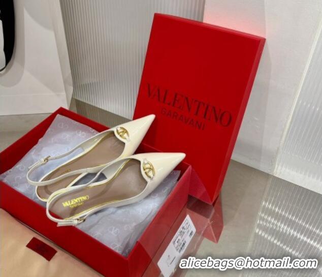 Low Price Valentino The Bold Edition VLogo Slingback Pumps 6cm in Patent Leather White 0227058