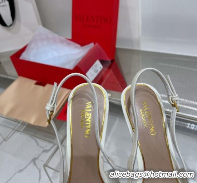 Low Price Valentino The Bold Edition VLogo Slingback Pumps 6cm in Patent Leather White 0227058