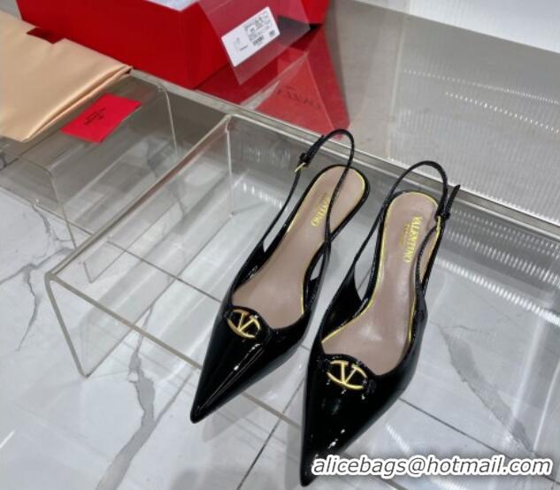 Good Looking Valentino The Bold Edition VLogo Slingback Pumps 6cm in Patent Leather Black 0227059