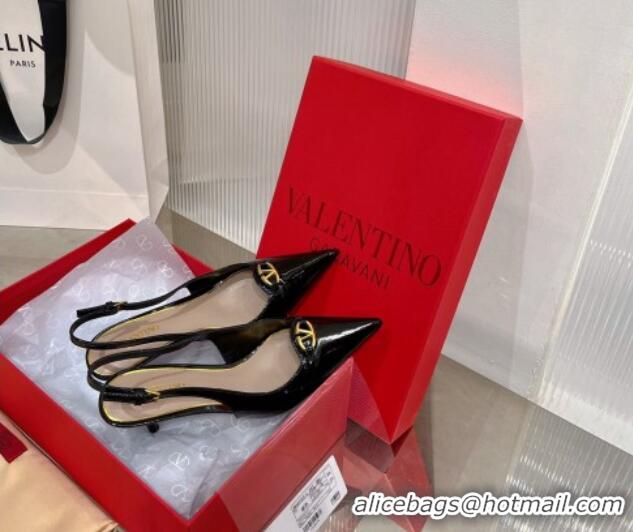 Good Looking Valentino The Bold Edition VLogo Slingback Pumps 6cm in Patent Leather Black 0227059