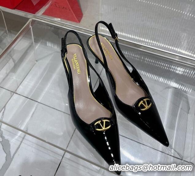 Good Looking Valentino The Bold Edition VLogo Slingback Pumps 6cm in Patent Leather Black 0227059