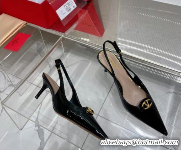 Good Looking Valentino The Bold Edition VLogo Slingback Pumps 6cm in Patent Leather Black 0227059