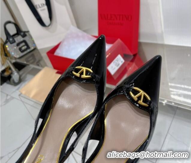 Good Looking Valentino The Bold Edition VLogo Slingback Pumps 6cm in Patent Leather Black 0227059