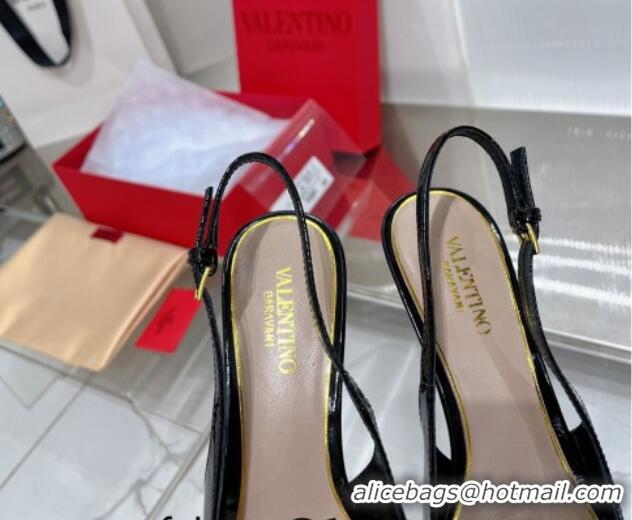 Good Looking Valentino The Bold Edition VLogo Slingback Pumps 6cm in Patent Leather Black 0227059