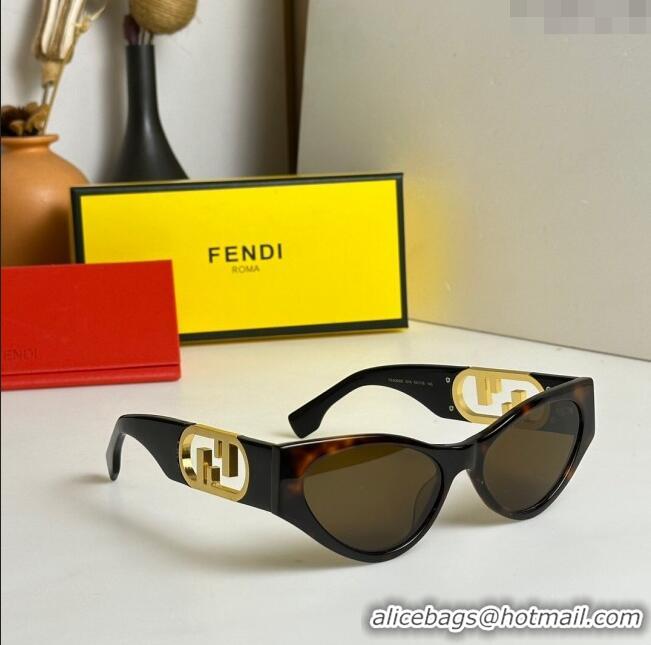 Free Shipping Fendi O'Lock Sunglasses FE40049 Black/Brown 2023