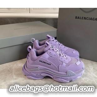 Generous Balenciaga Triple S Trainers Sneakers in Leather and Mesh Purple 0223053