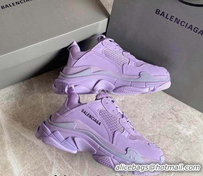 Generous Balenciaga Triple S Trainers Sneakers in Leather and Mesh Purple 0223053