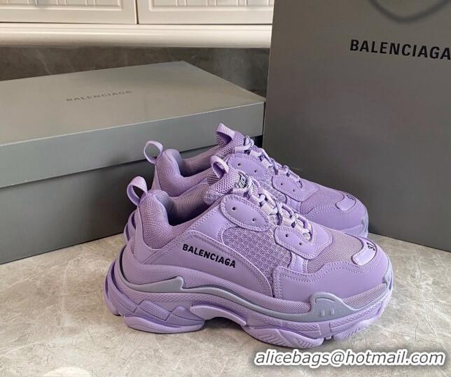 Generous Balenciaga Triple S Trainers Sneakers in Leather and Mesh Purple 0223053