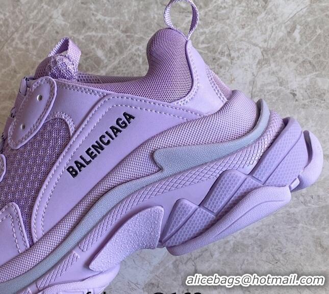 Generous Balenciaga Triple S Trainers Sneakers in Leather and Mesh Purple 0223053