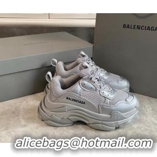 Buy Luxury Balenciaga Triple S Trainers Sneakers in Leather and Mesh Silver 0223054