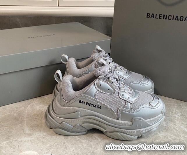 Buy Luxury Balenciaga Triple S Trainers Sneakers in Leather and Mesh Silver 0223054