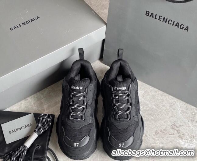 Shop Duplicate Balenciaga Triple S Trainers Sneakers in Leather and Mesh Black 0223055