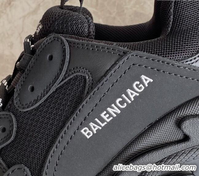 Shop Duplicate Balenciaga Triple S Trainers Sneakers in Leather and Mesh Black 0223055