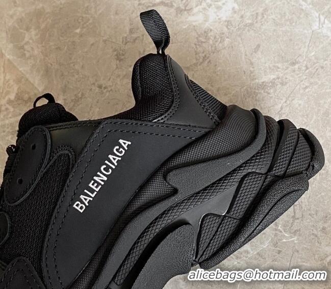 Shop Duplicate Balenciaga Triple S Trainers Sneakers in Leather and Mesh Black 0223055