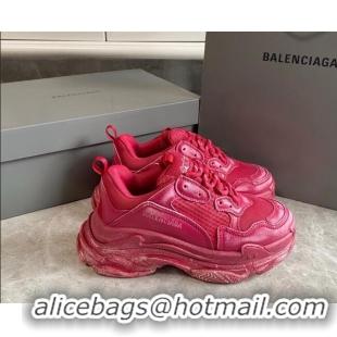 Buy Discount Balenciaga Triple S Trainers Sneakers in Leather and Mesh Distressed Red 0223058