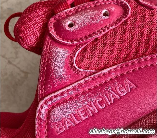 Buy Discount Balenciaga Triple S Trainers Sneakers in Leather and Mesh Distressed Red 0223058