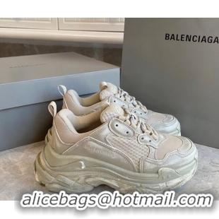 Best Product Balenciaga Triple S Trainers Sneakers in Leather and Mesh Distressed Beige 0223060