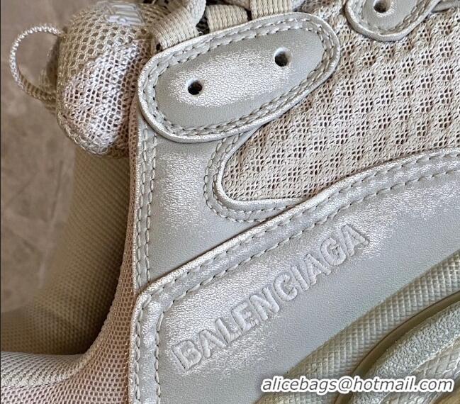 Best Product Balenciaga Triple S Trainers Sneakers in Leather and Mesh Distressed Beige 0223060