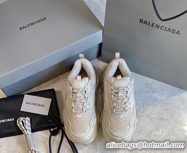 Best Product Balenciaga Triple S Trainers Sneakers in Leather and Mesh Distressed Beige 0223060