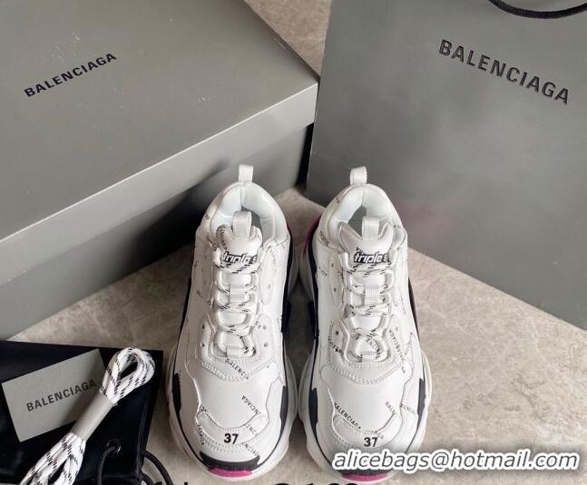 Popular Style Balenciaga Triple S Trainers Sneakers in Calf Leather Signature/White 223062