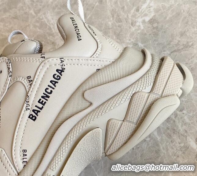 Top Design Balenciaga Triple S Trainers Sneakers in Calf Leather Signature/Khaki 0223063