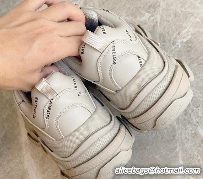 Top Design Balenciaga Triple S Trainers Sneakers in Calf Leather Signature/Khaki 0223063