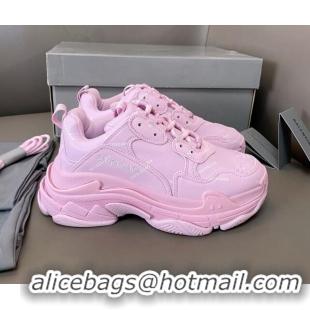 Most Popular Balenciaga Triple S Trainers Sneakers in Calf Leather Signature/Pink 223064