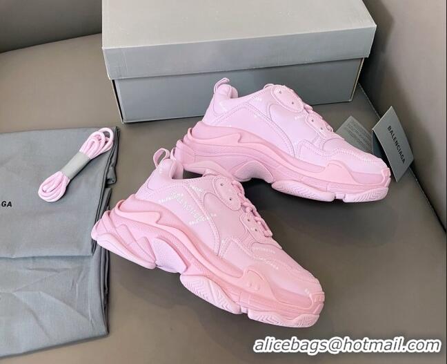 Most Popular Balenciaga Triple S Trainers Sneakers in Calf Leather Signature/Pink 223064