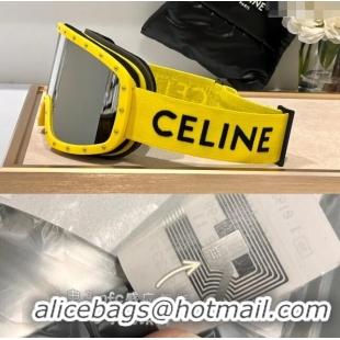 Promotional Celine Ski Mask in Plastic with Metal Studs & Mirror Lenses CE2901 Yellow 2023