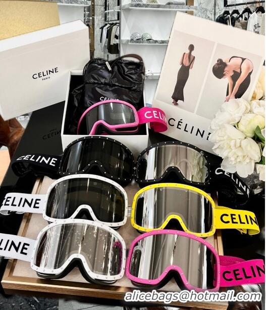 Promotional Celine Ski Mask in Plastic with Metal Studs & Mirror Lenses CE2901 Yellow 2023