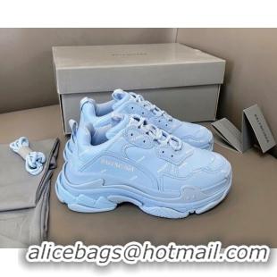 Luxurious Balenciaga Triple S Trainers Sneakers in Calf Leather Signature/Blue 223065