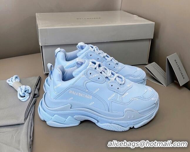 Luxurious Balenciaga Triple S Trainers Sneakers in Calf Leather Signature/Blue 223065