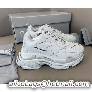 Classic Hot Balenciaga Triple S Trainers Sneakers in Calf Leather Signature/Grey 0223066