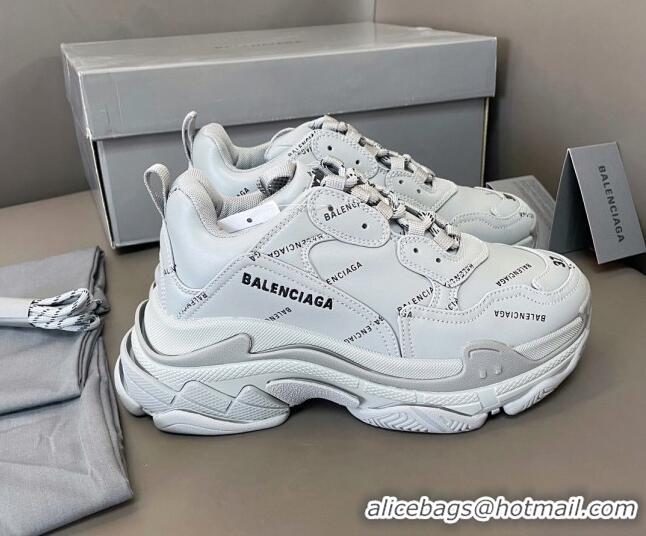 Classic Hot Balenciaga Triple S Trainers Sneakers in Calf Leather Signature/Grey 0223066