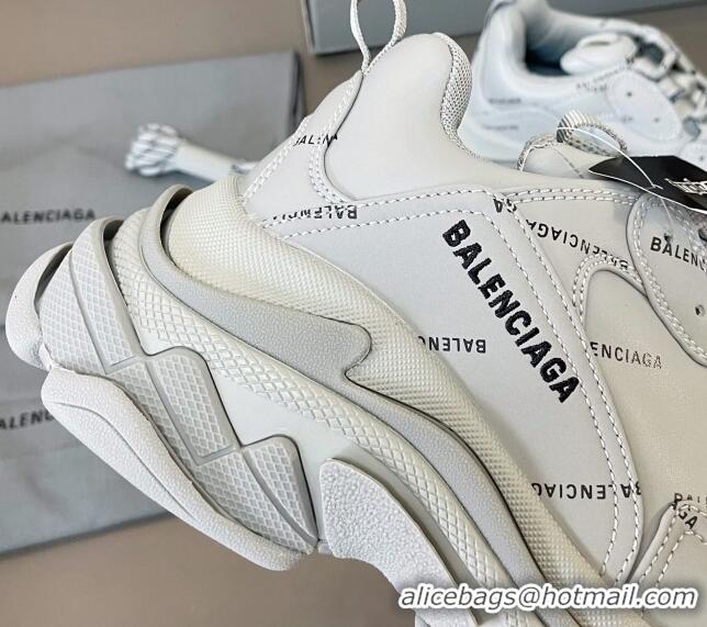 Classic Hot Balenciaga Triple S Trainers Sneakers in Calf Leather Signature/Grey 0223066