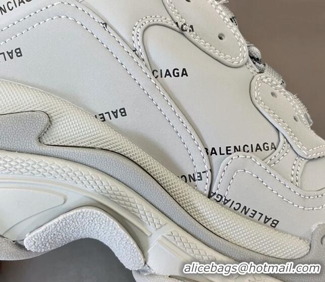 Classic Hot Balenciaga Triple S Trainers Sneakers in Calf Leather Signature/Grey 0223066